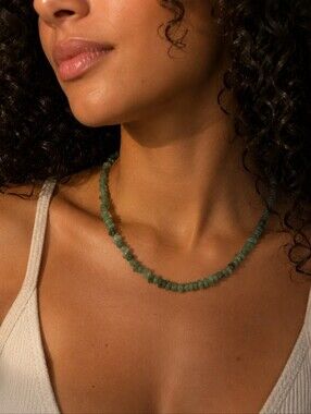 Green Aventurine Chip Necklace and Earrings Set